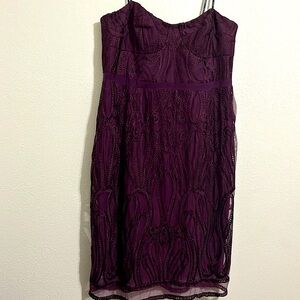 City Chic Fitted Strapless Dress with Embroidered Overlay. Size 20
